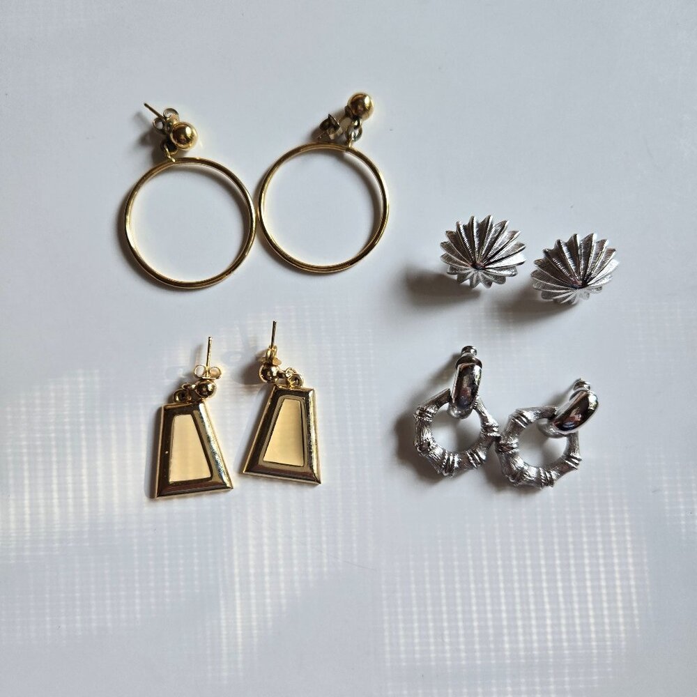 Vintage 1970's Costume Jewelry Earrings (set of 4)